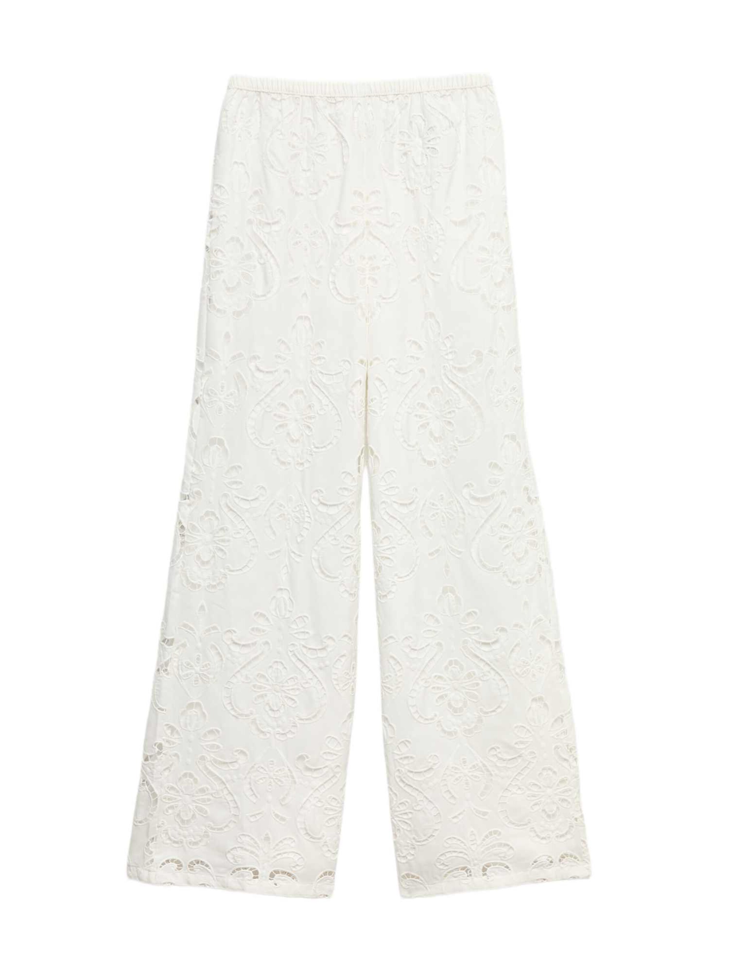 Wide Leg Pantalon Marks & Spencer en blanc : devant