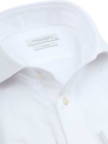 Profuomo Slim fit Button Up Shirt 'Knitted' in White