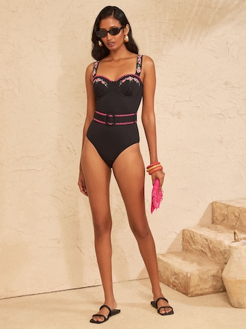 love & roses Bandeau Kopalke za oblikovanje postave | črna barva