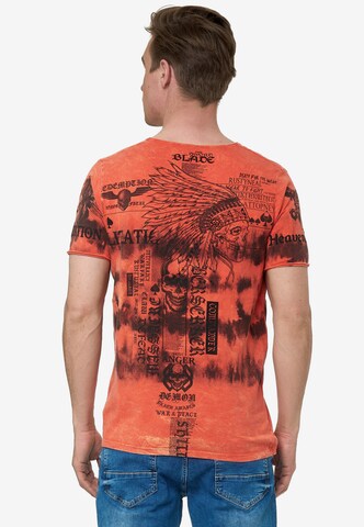 Rusty Neal T-Shirt in Batik Optik in Orange