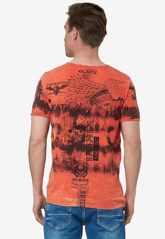 Rusty Neal T-Shirt in Batik Optik in Orange