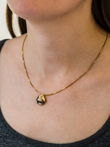 Fräulein Wunder - Colar 'Acetat Alice Gold' em castanho: frente