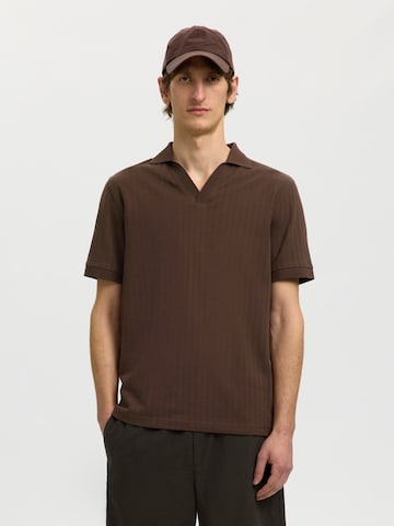 SELECTED Majica 'SLHMILAN' | rjava barva: sprednja stran