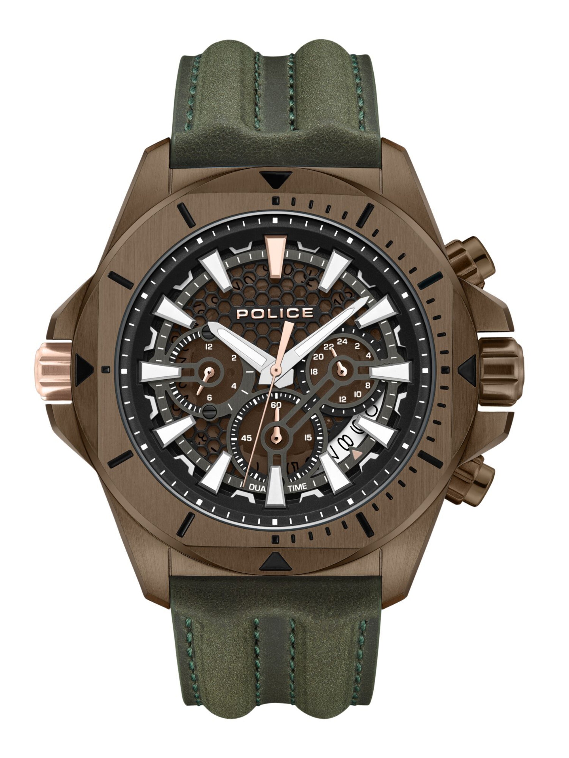 POLICE Analog watch 'Electrical' in Brown: front