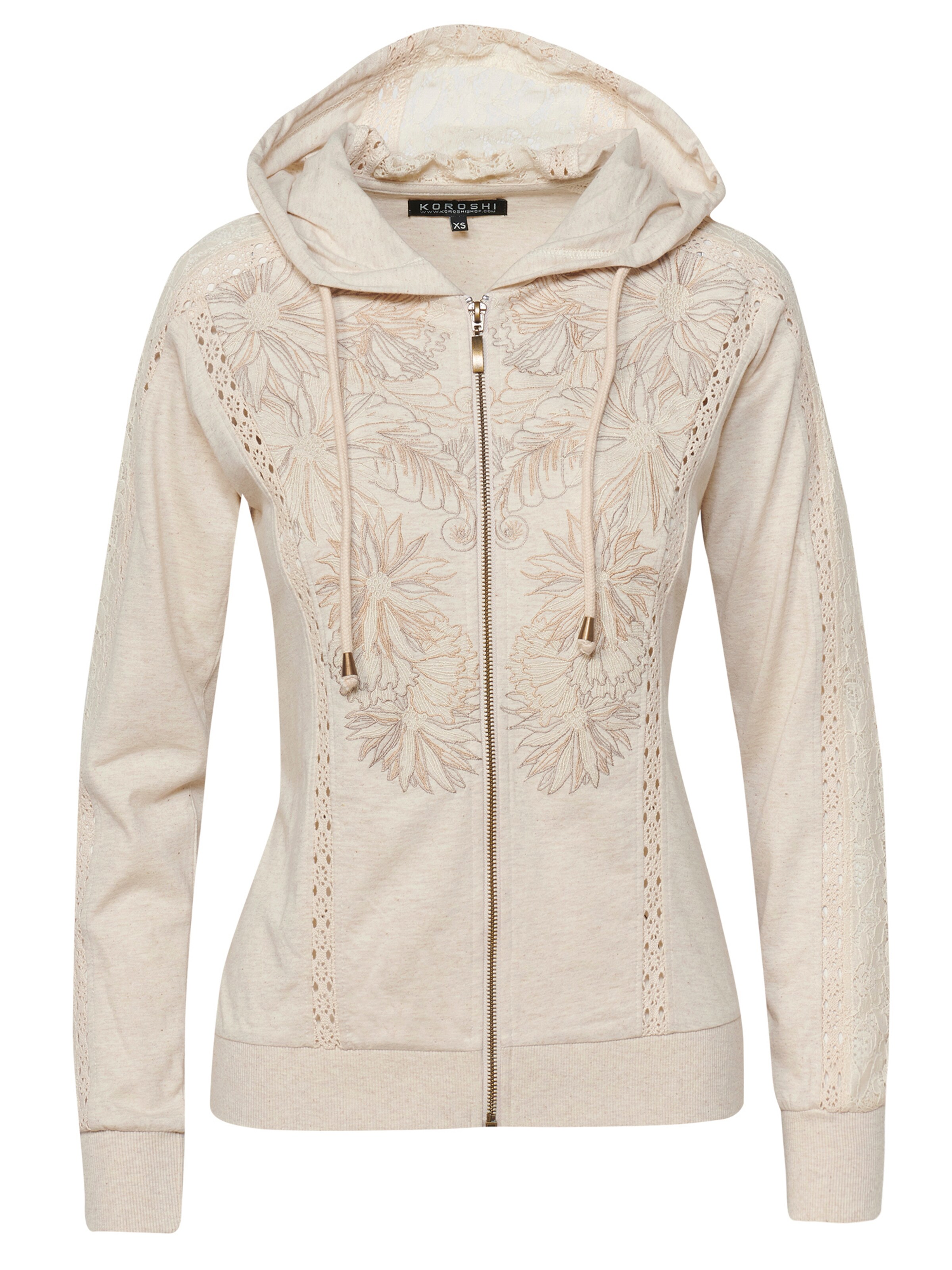 KOROSHI Sweatjacke in Beige: Vorderseite