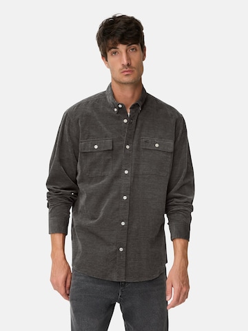 CAMEL ACTIVE Regular Fit Langarmhemd mit aufgesetzten Taschen in Schwarz: Vorderseite