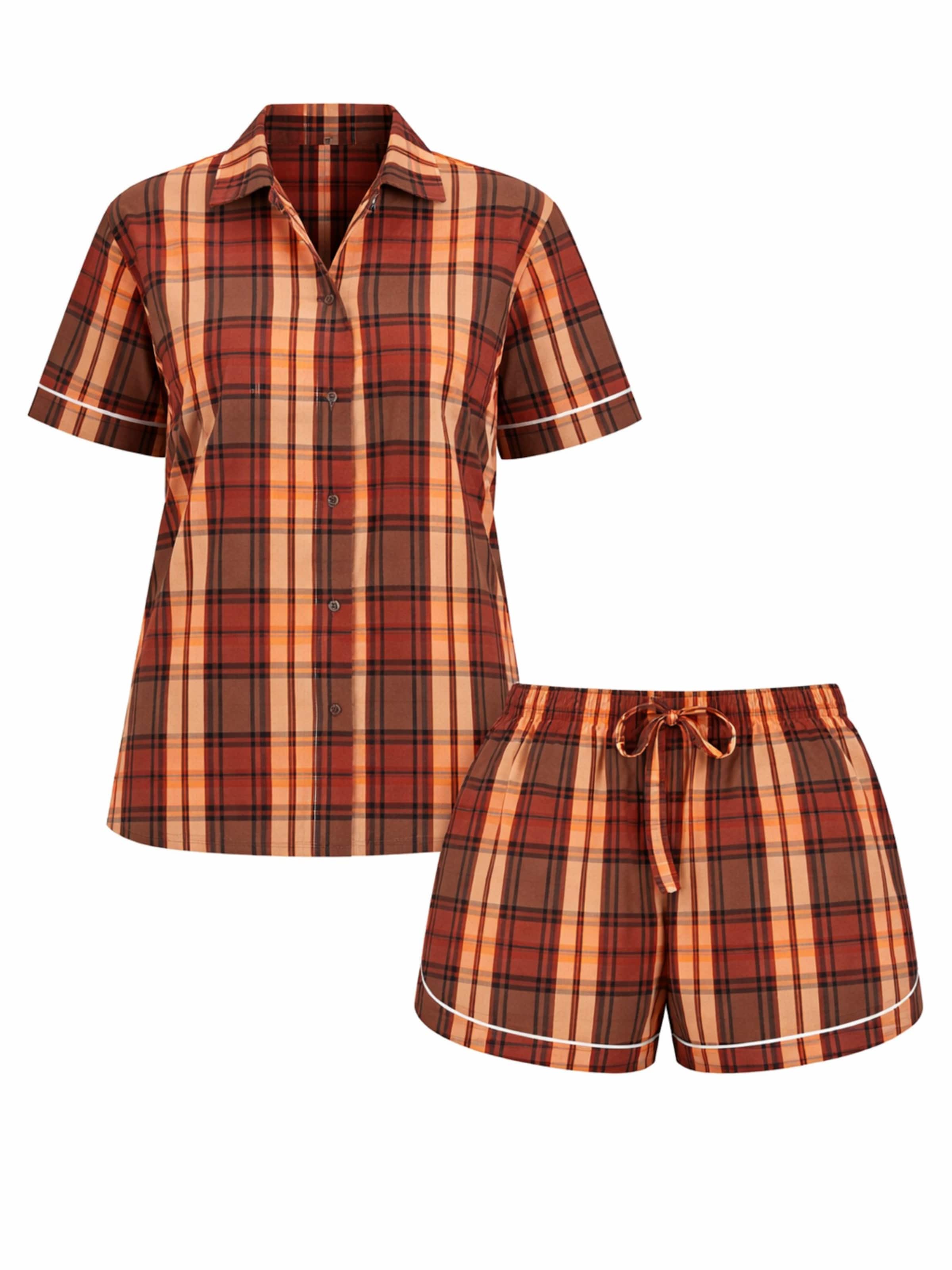LEAFLETIC Pyjama in Bruin: voorkant