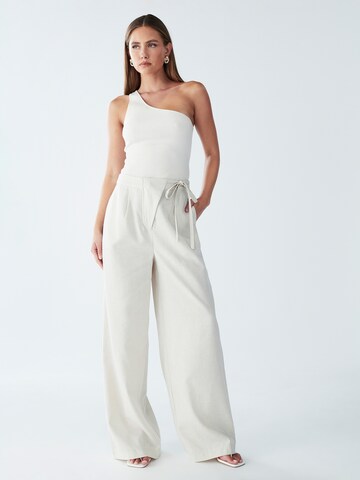 Willa Wide Leg Hose 'Glen' in Beige: Vorderseite