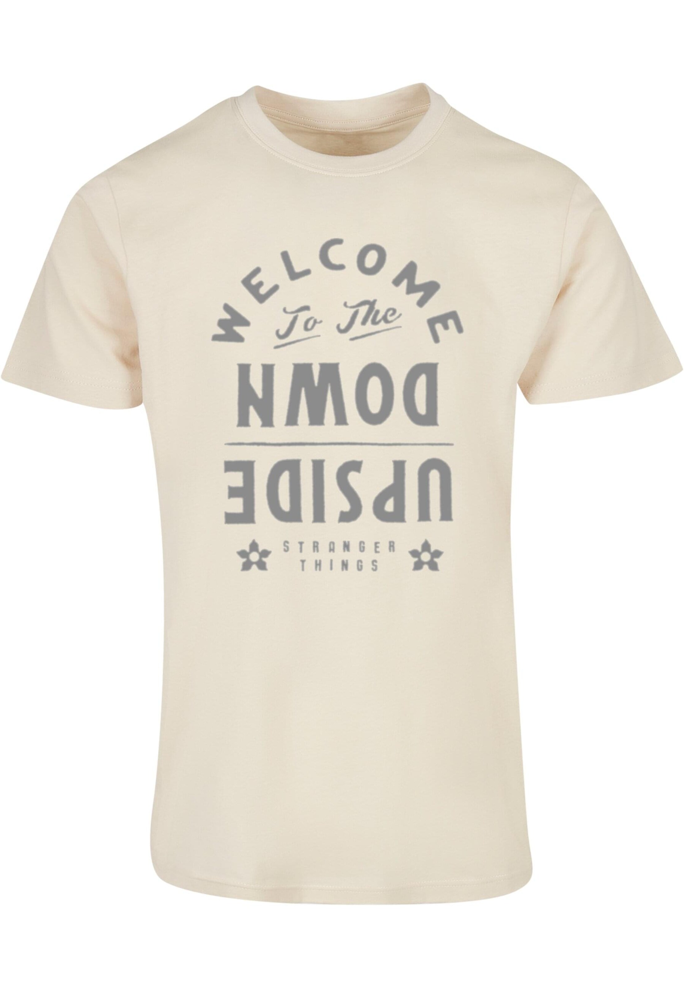 ABSOLUTE CULT Shirt 'Stranger Things - Welcome To Upside Down' in Beige: voorkant