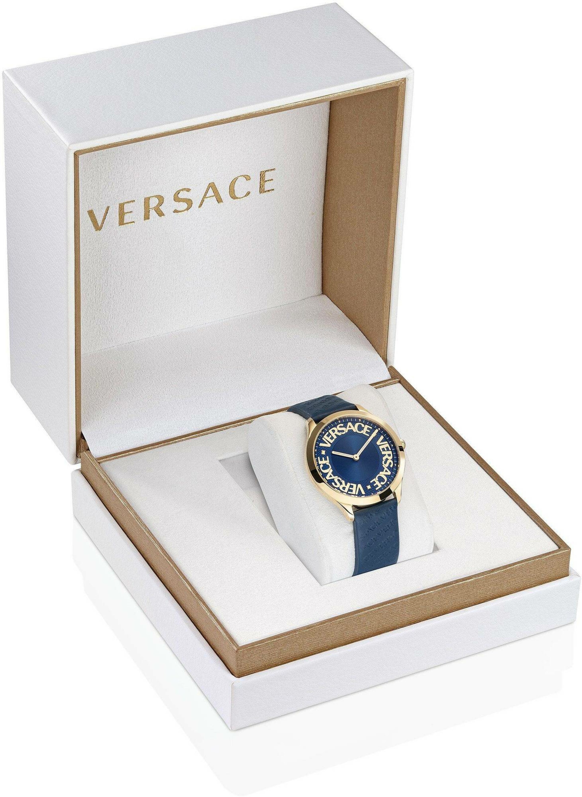 VERSACE Analoog horloge 'LOGO HALO' in Blauw
