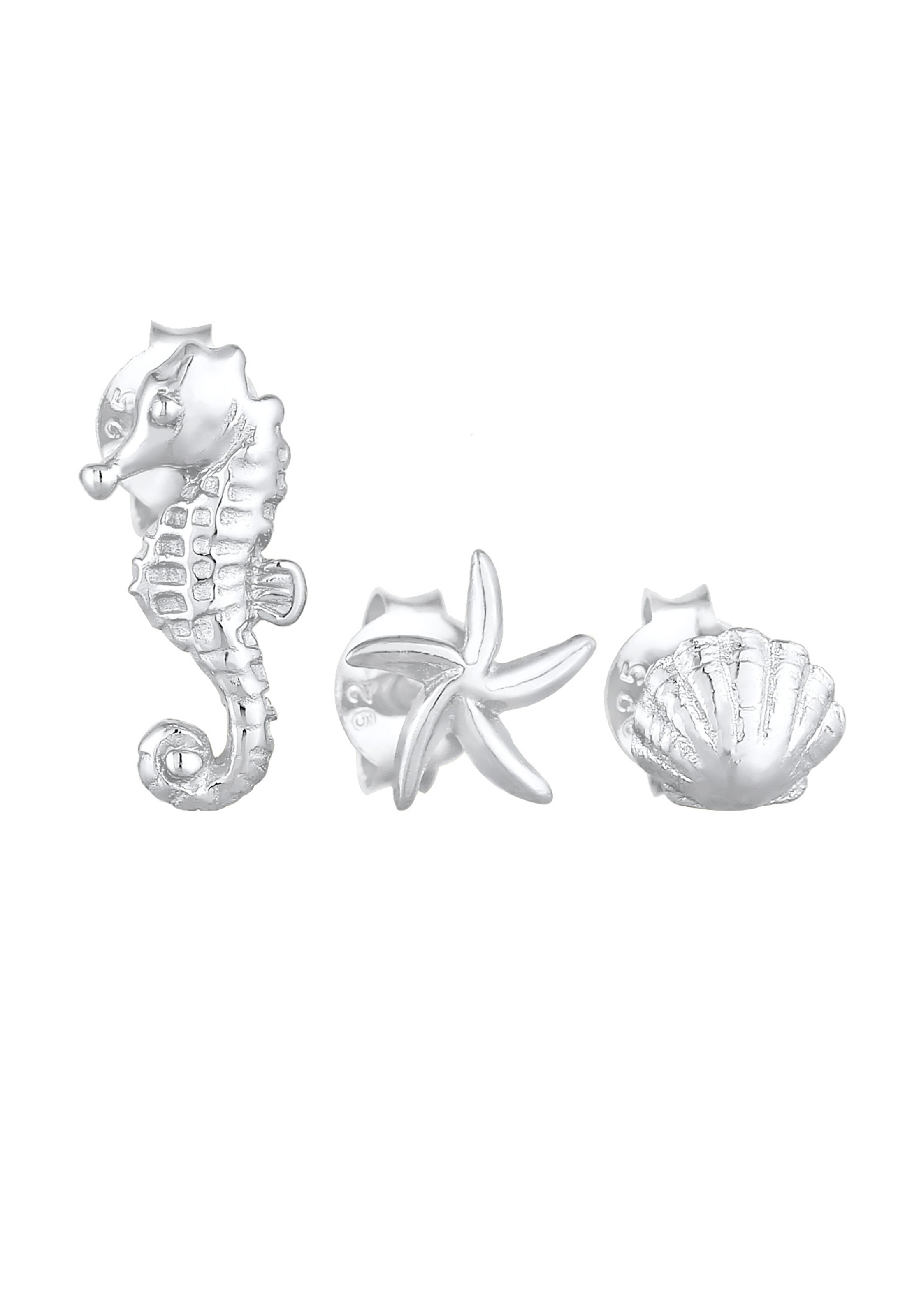ELLI Ohrringe Muschel, Seepferdchen in Silber