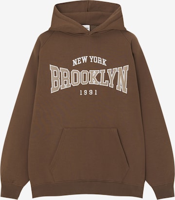 Pull&Bear Sweatshirt in Bruin: voorkant