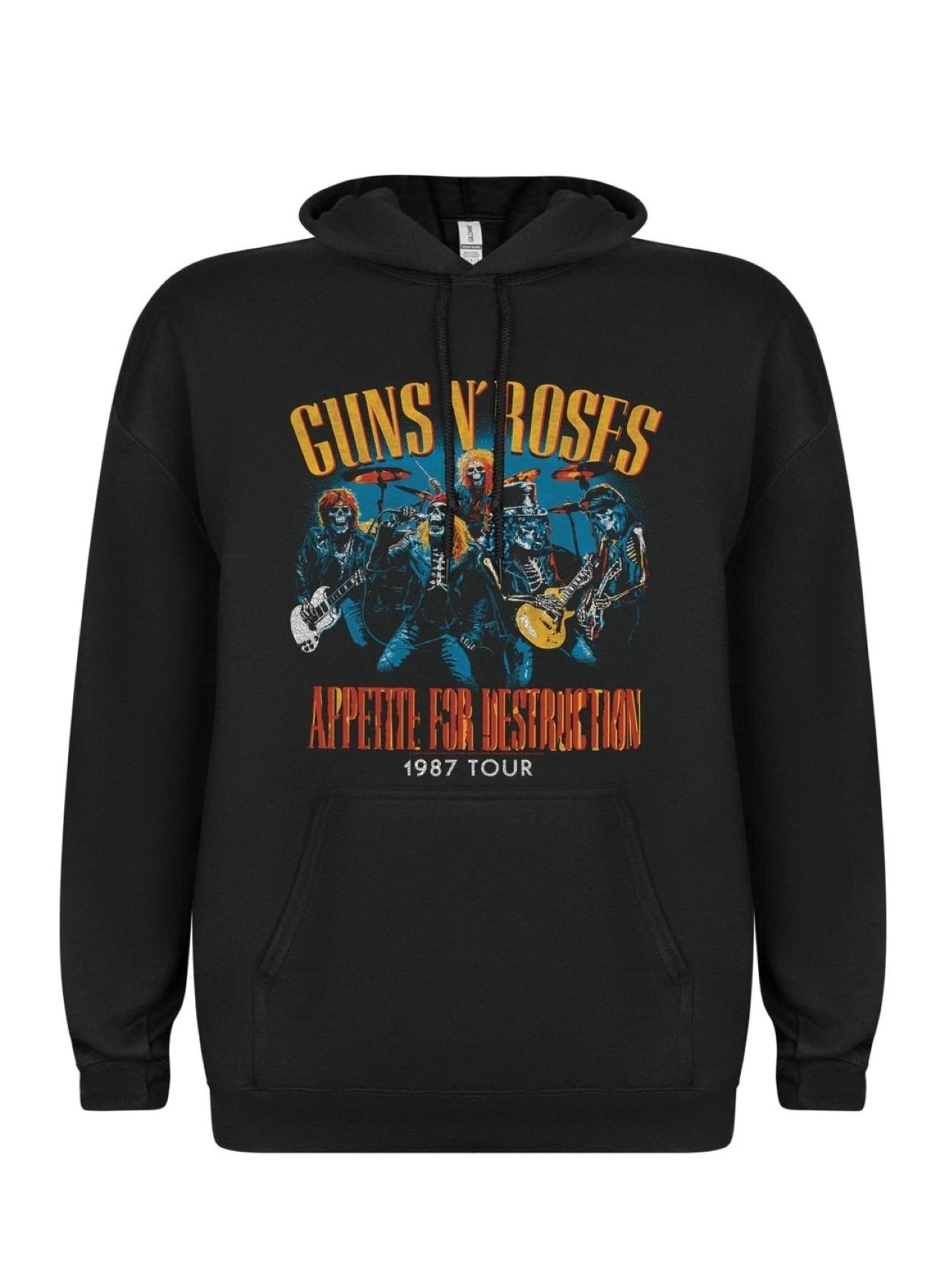 Sweat-shirt 'Guns n´Roses Appetite for destruction live skulls 1987 Hoodie' GUNS N' ROSES en noir : devant