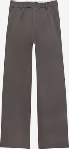 Pull&Bear Wide leg Pleat-Front Pants in Grey: front