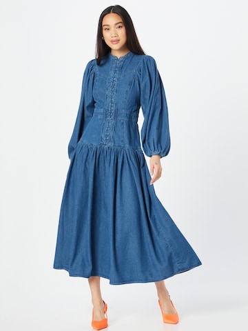 Warehouse Blousejurk 'Western' in Blauw: voorkant