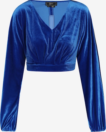 Camicia da donna di faina in blu: frontale