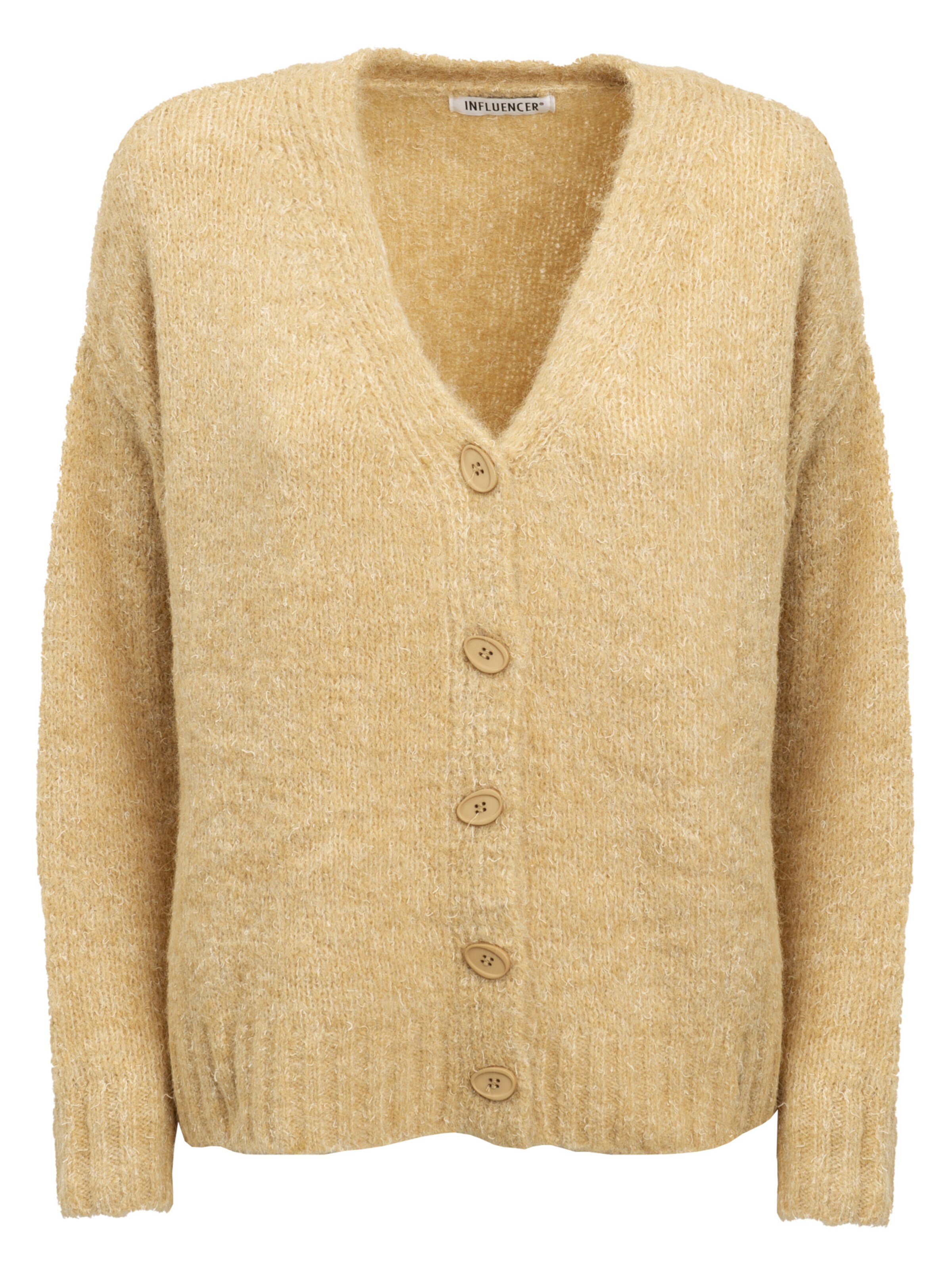 Influencer Knit Cardigan in Beige: front