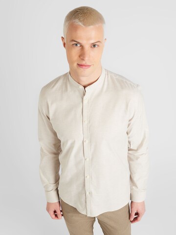 Coupe slim Chemise Lindbergh en beige : devant