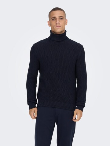 Only & Sons Sweater 'TUCK 7' in Blue: front