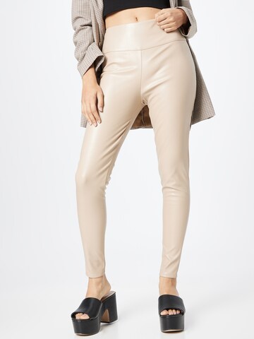 Nasty Gal Slim fit Leggings in Beige: front