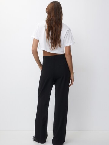 Pull&Bear Wide leg Pleat-front trousers in Black