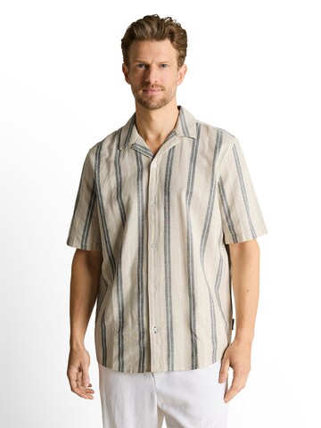 TOM TAILOR Comfort fit Button Up Shirt in Beige: front