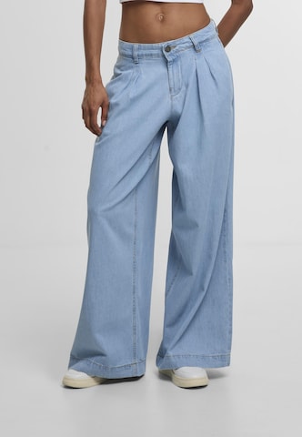 Urban Classics Regular Ladies Wide Leg Light Denim Pants ' ' in Beige: Vorderseite