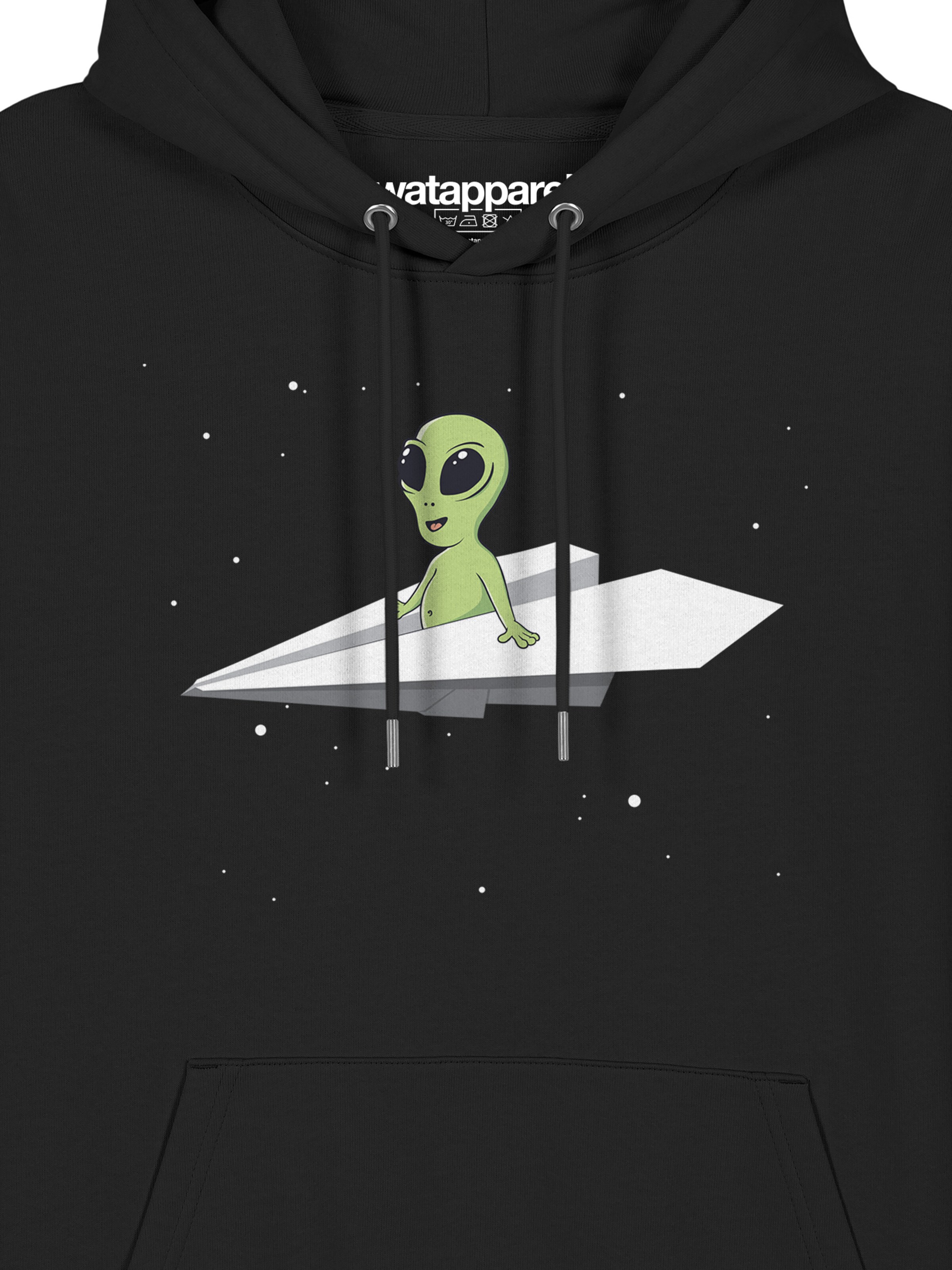 Felpa ' Alien on a paper plane ' di Watapparel in nero