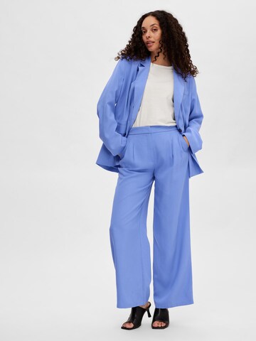 SELECTED Loosefit Bandplooibroek 'Porta' in Blauw