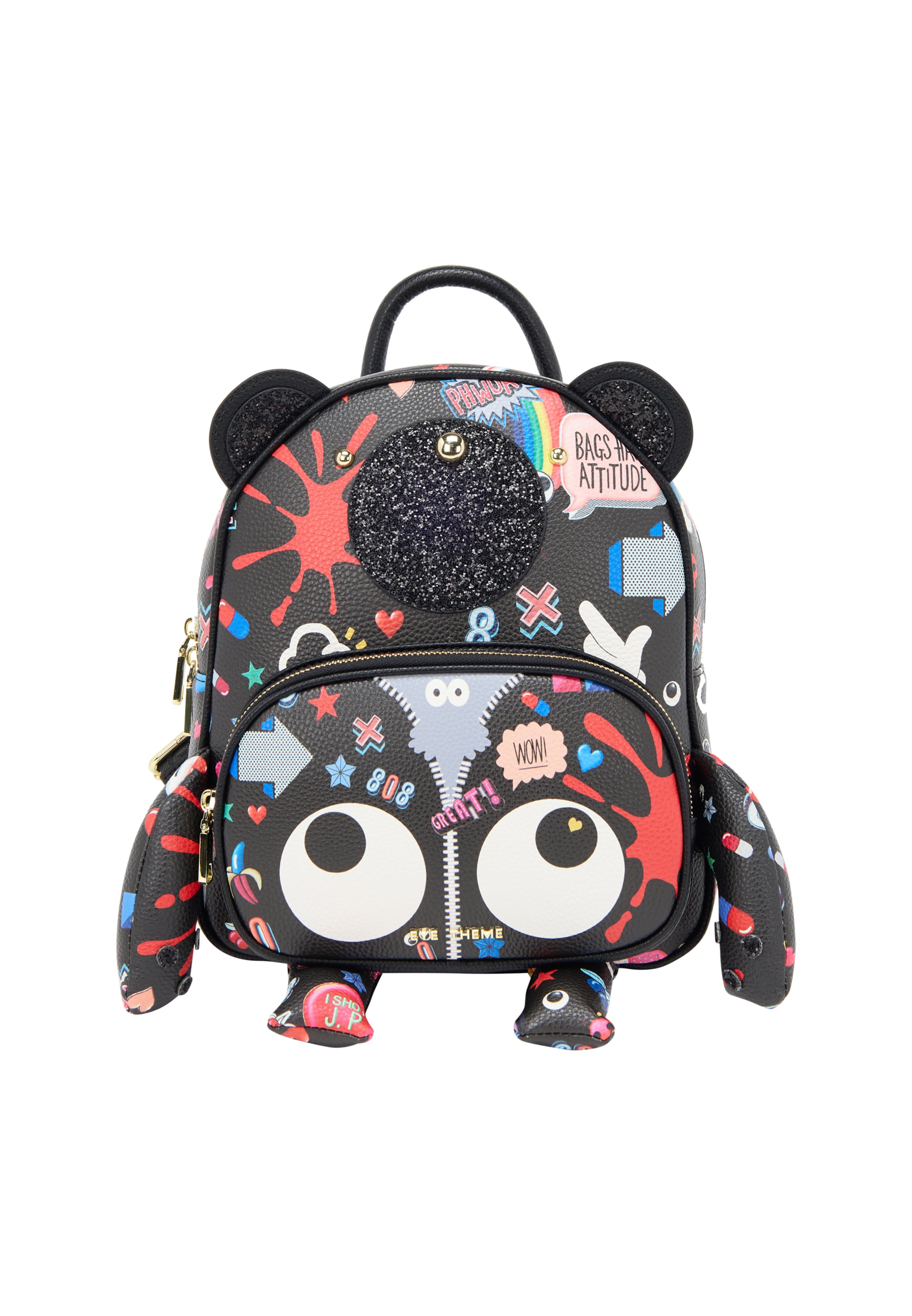 MYMO Batoh 'Pop Eyetheme' - modrosivá / červená / čierna / biela, Produkt