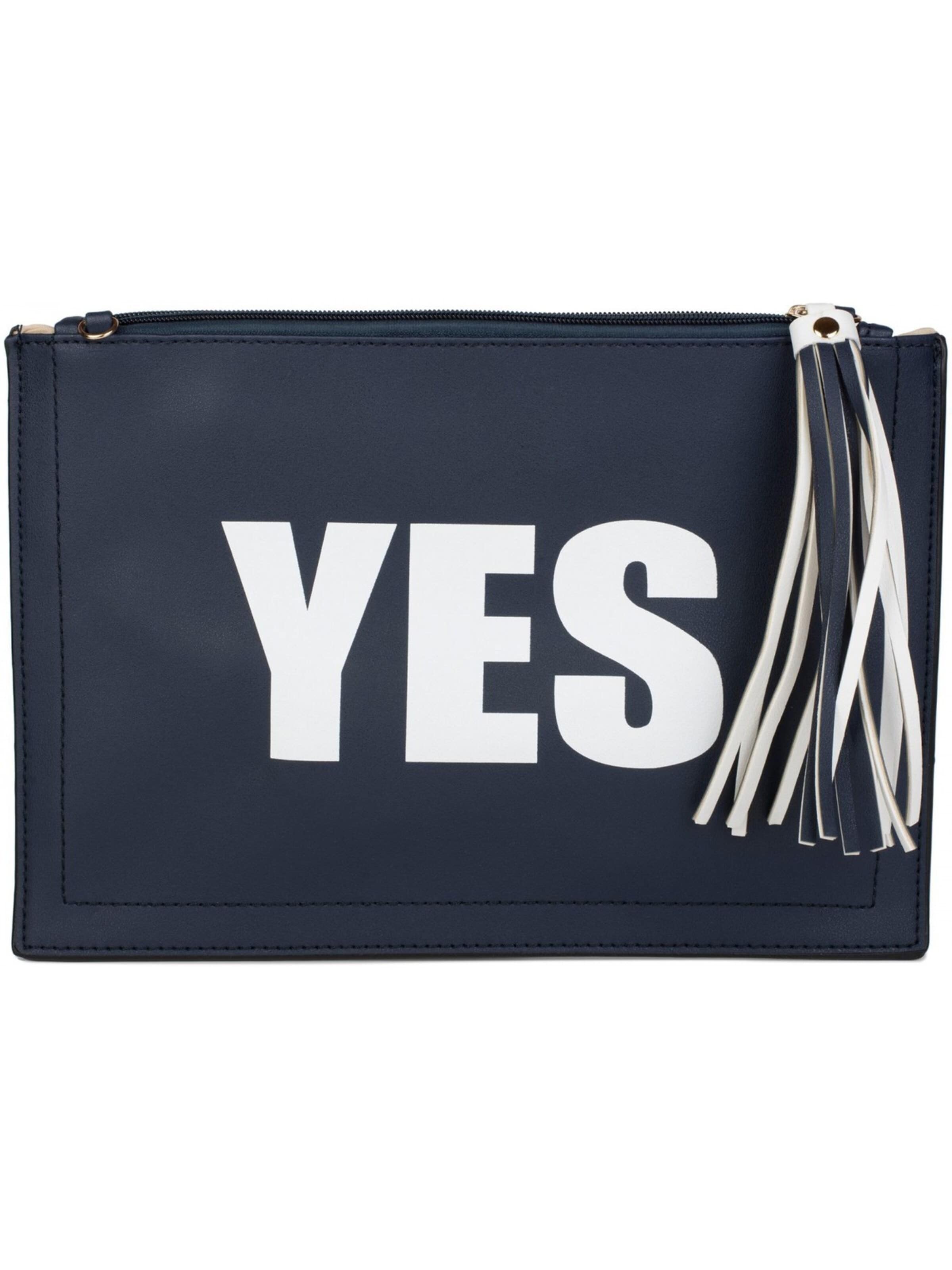 styleBREAKER Clutch 'Clutch mit YES und NO Print'‌‌‌‌‌‌‌ in Weiß: Vorderseite