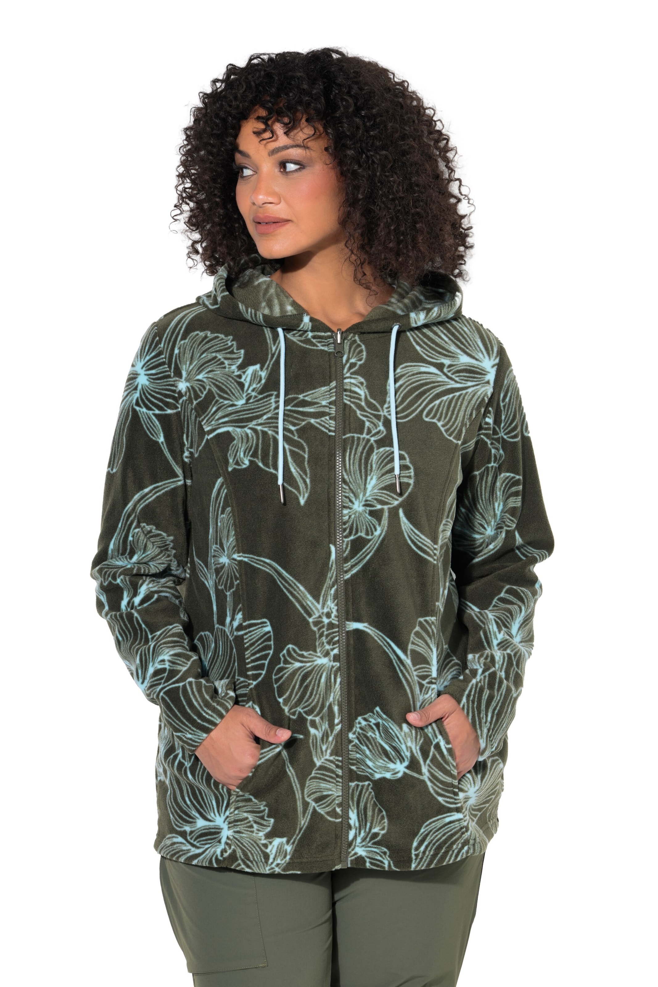 Ulla Popken Sweatjacke in Grün: Vorderseite