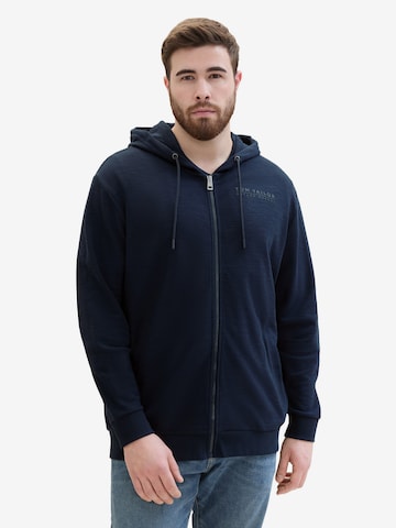 TOM TAILOR Men + Zip-Up Hoodie in Blue: front