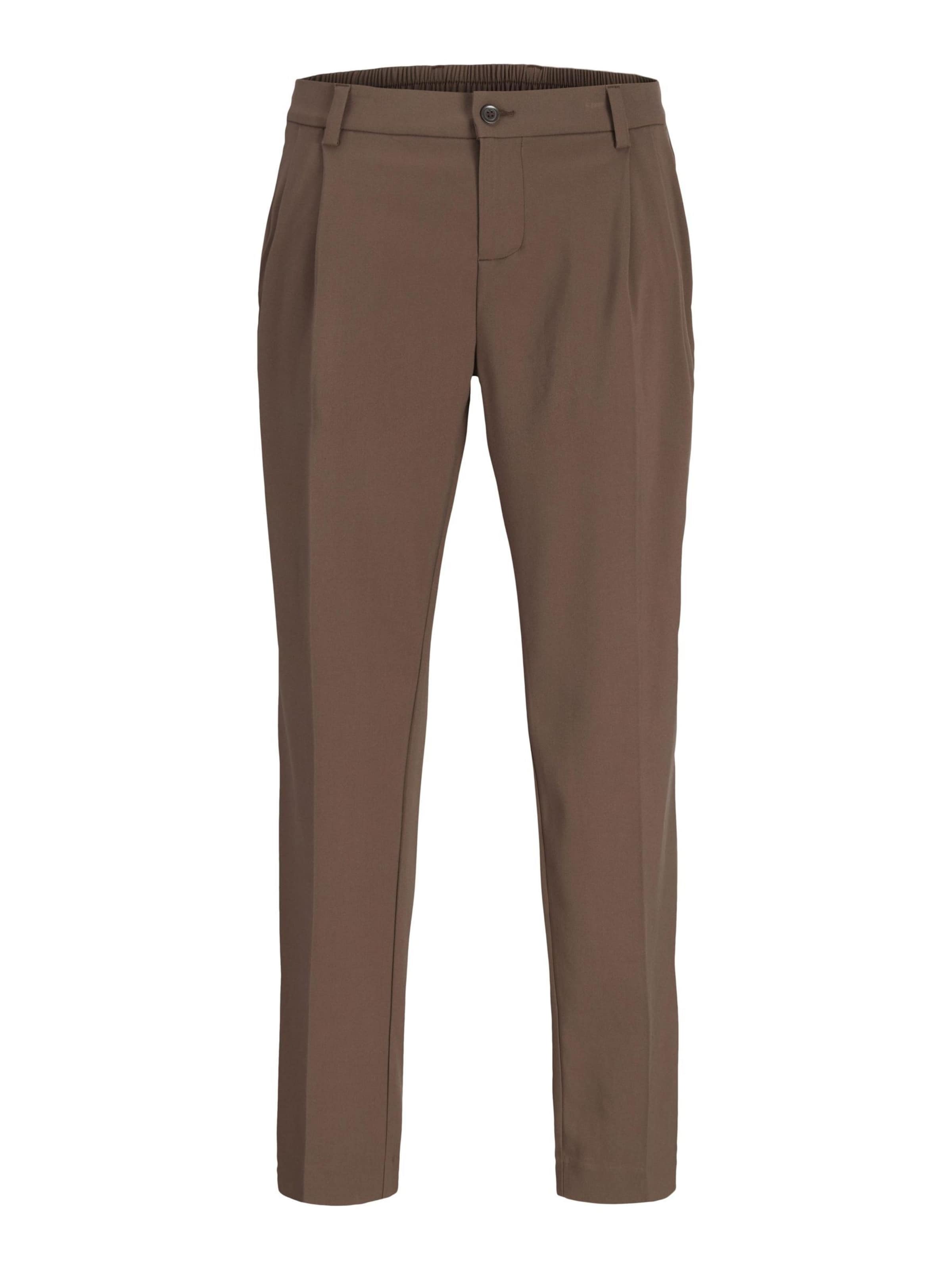JACK & JONES Pleat-front trousers in Brown: front