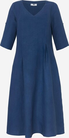 Anna Aura Abendkleid mit 3/4-Arm aus 100% Leinen in Blau: predná strana