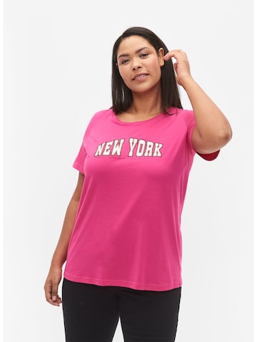 Zizzi Shirt 'Vdave' in Roze: voorkant