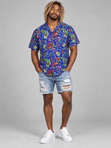 King Kameha T-shirt 'Skull' i blå