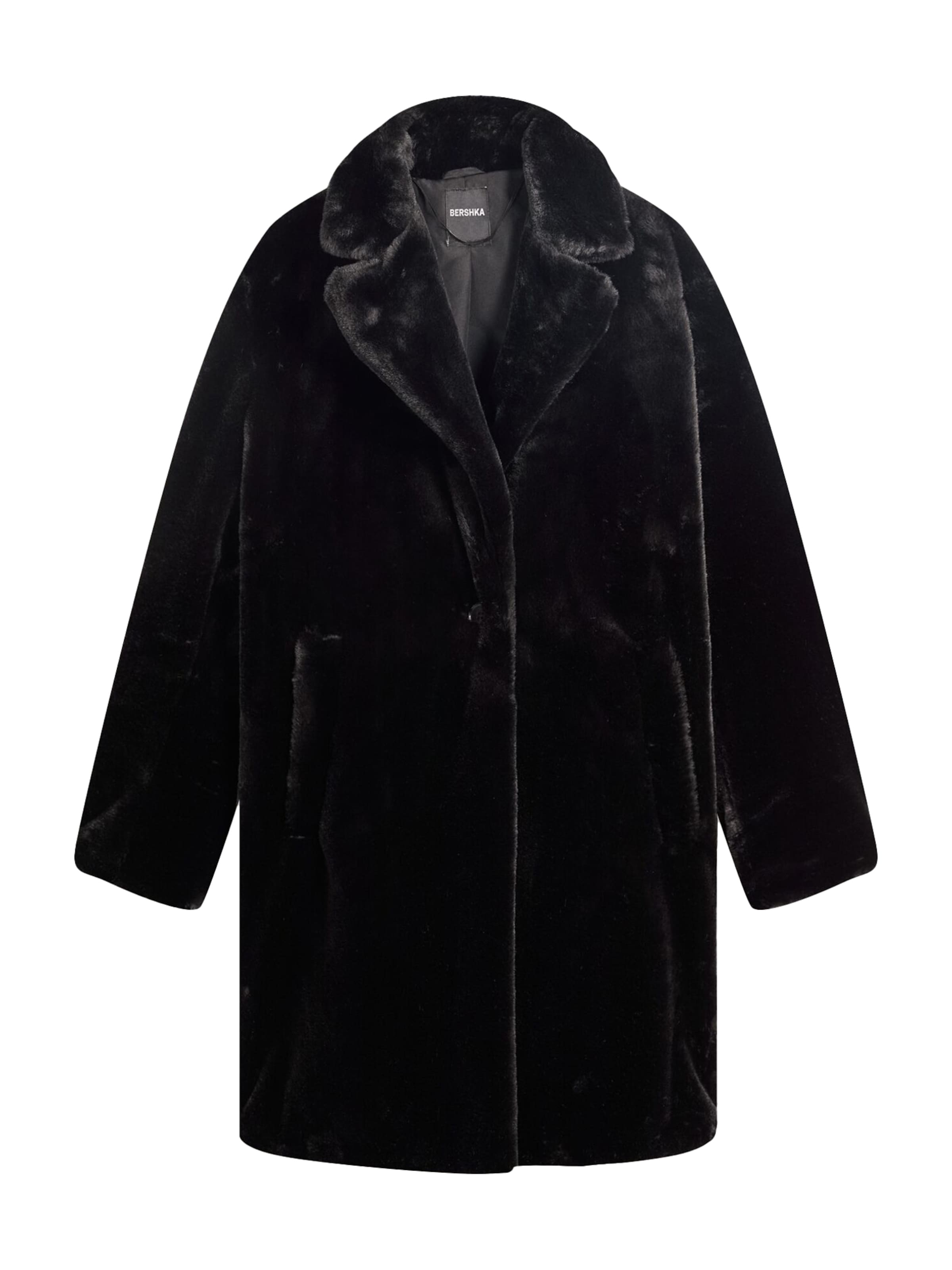 Palton de iarnă de la Bershka pe negru: față