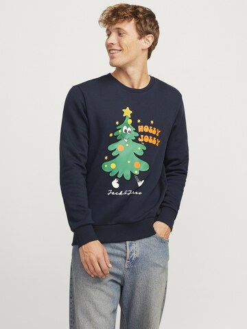Sweat-shirt 'JJXMAS JOLLY' JACK & JONES en bleu