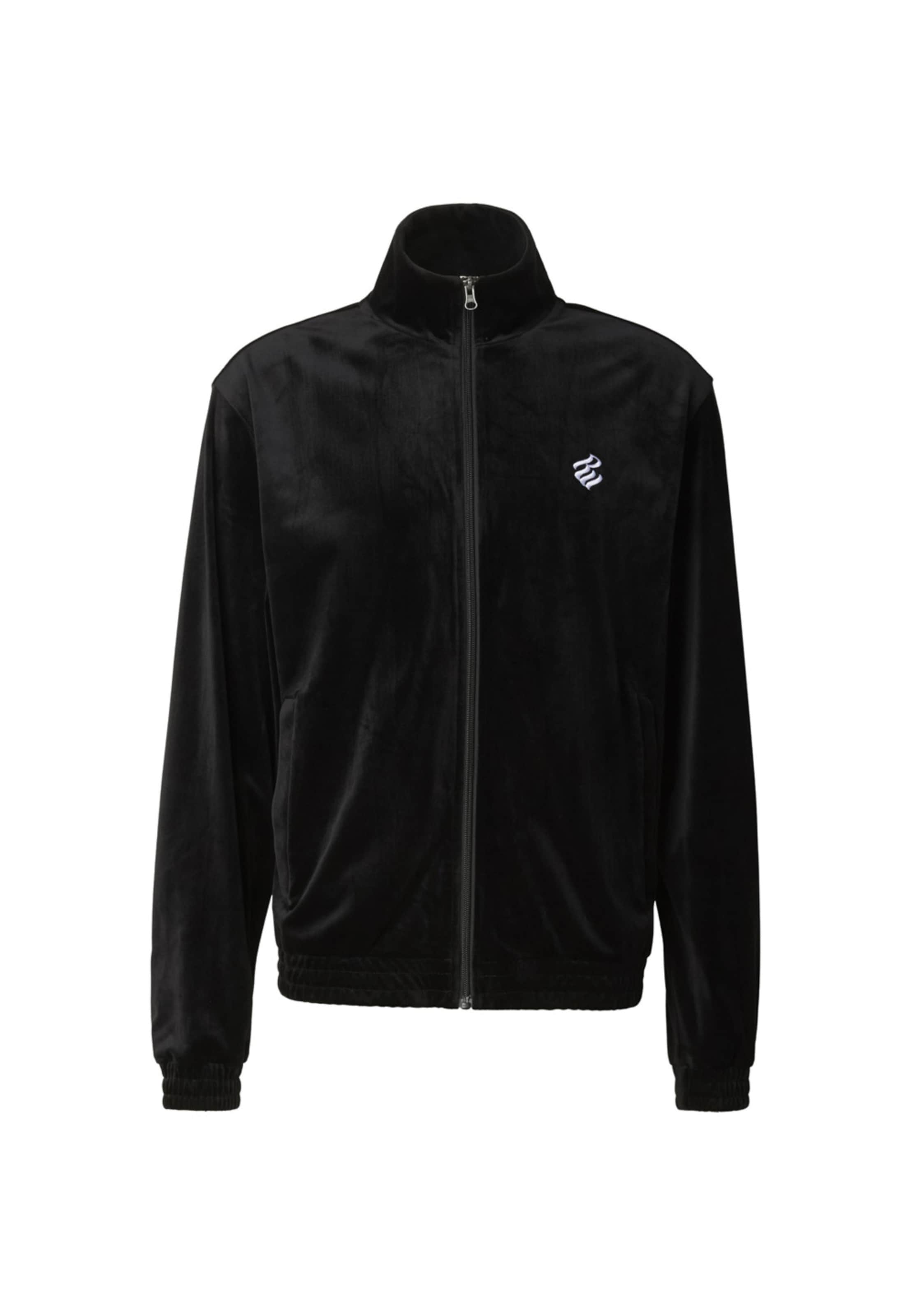 ROCAWEAR Sweatvest 'Ace' in Zwart: voorkant