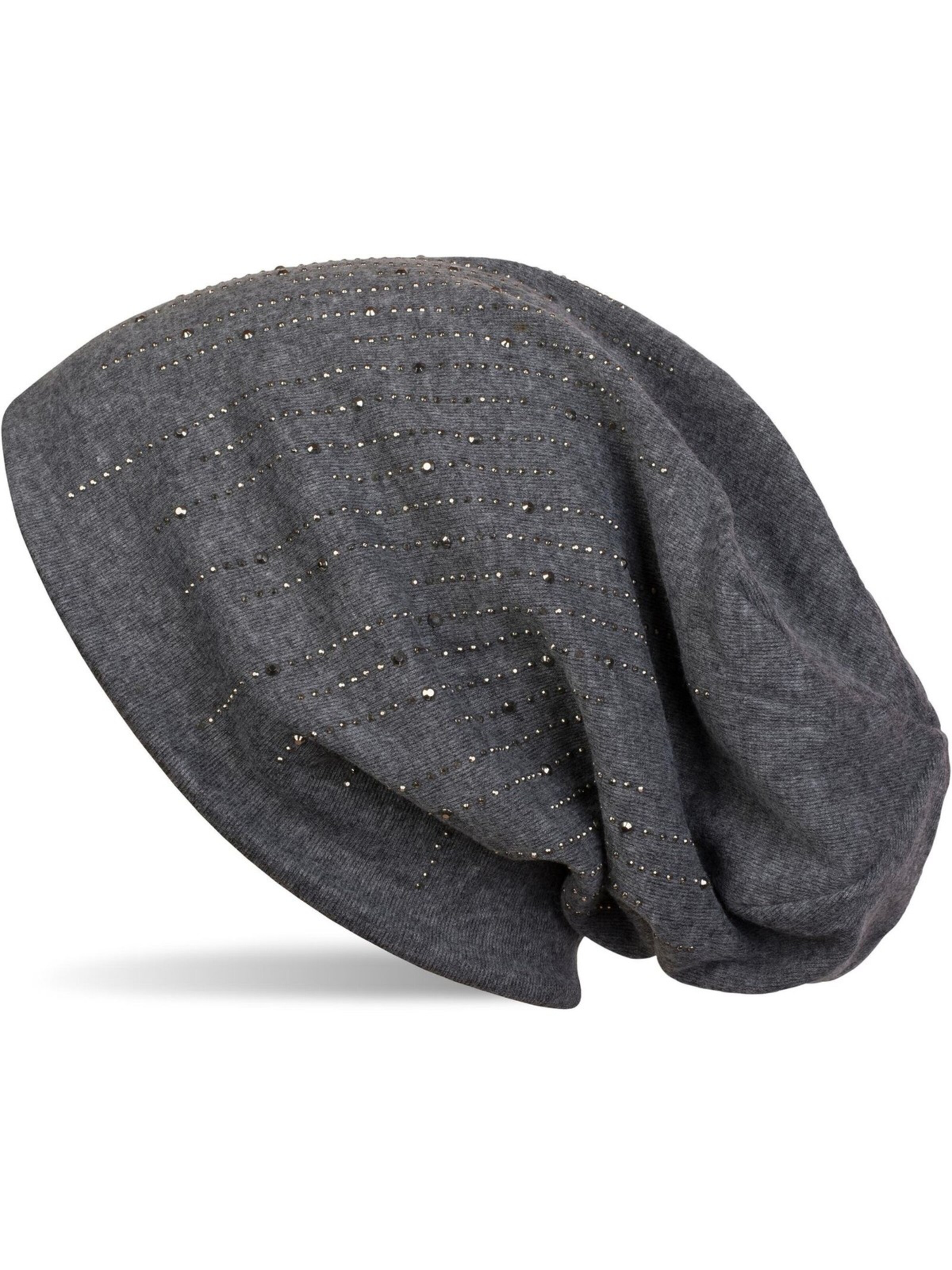 styleBREAKER Mütze 'Beanie mit Strass Streifen'‌‌‌‌ in Grau: Vorderseite