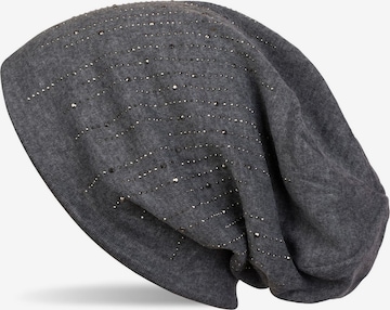 styleBREAKER Mütze 'Beanie mit Strass Streifen' in Grau: Vorderseite