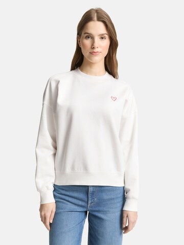 TOM TAILOR DENIM Sweatshirt in White: front