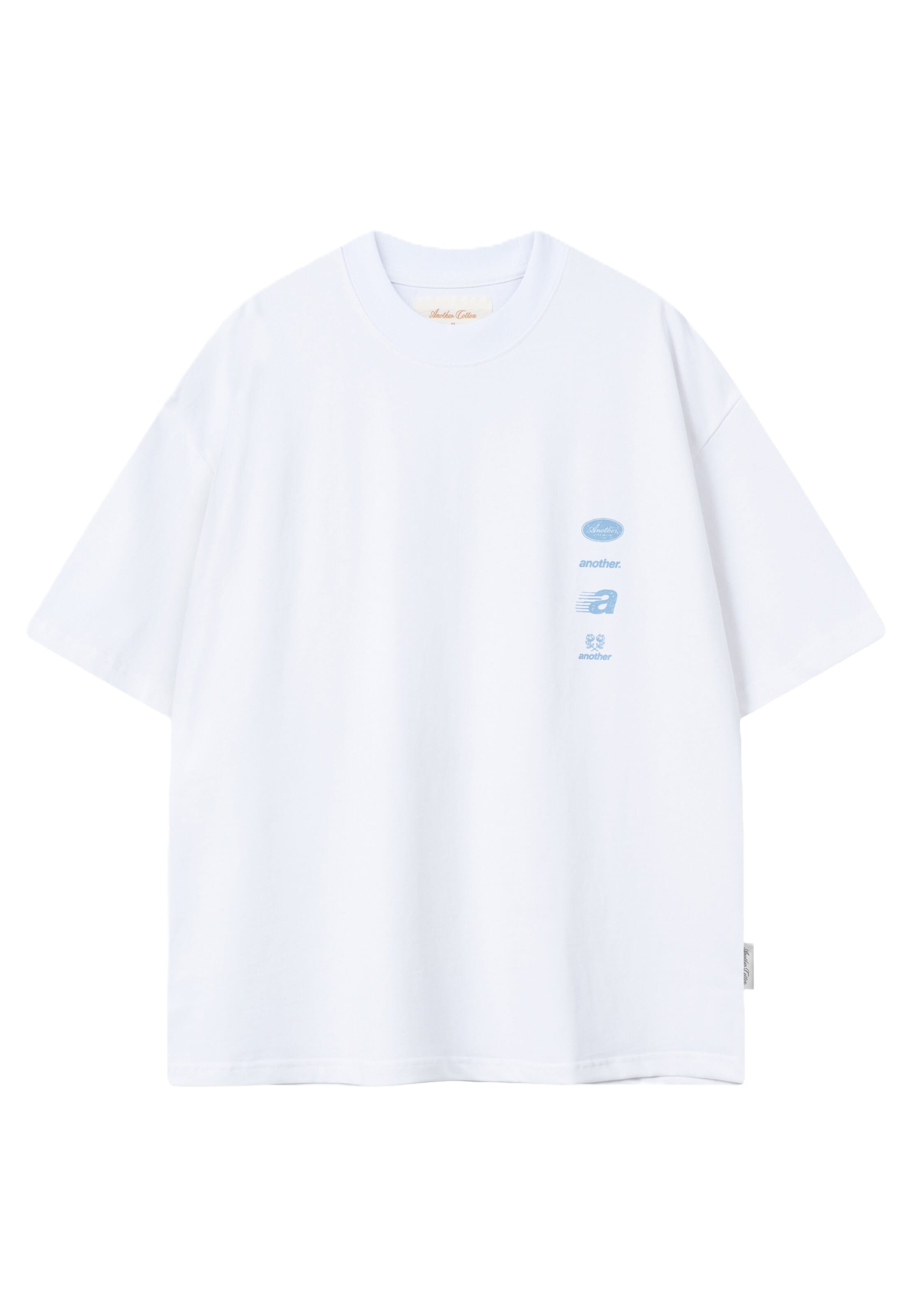 Another Cotton Lab T-Shirt 'Summer Story' in S in hellblau / schwarz / weiß, Produktansicht
