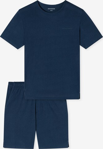 SCHIESSER Pyjama kurz 'Modern Bonded' in Blau: Vorderseite