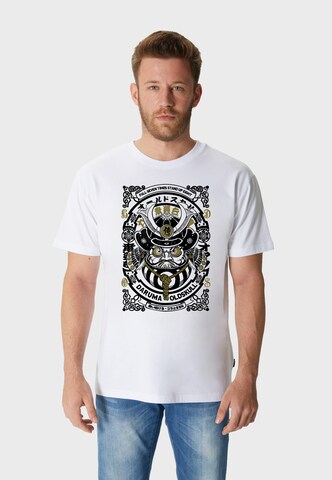 Oldskull T-Shirt 'Asian Daruma' in Weiß: Vorderseite