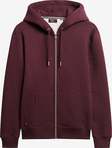 Veste de survêtement Superdry en rouge : devant