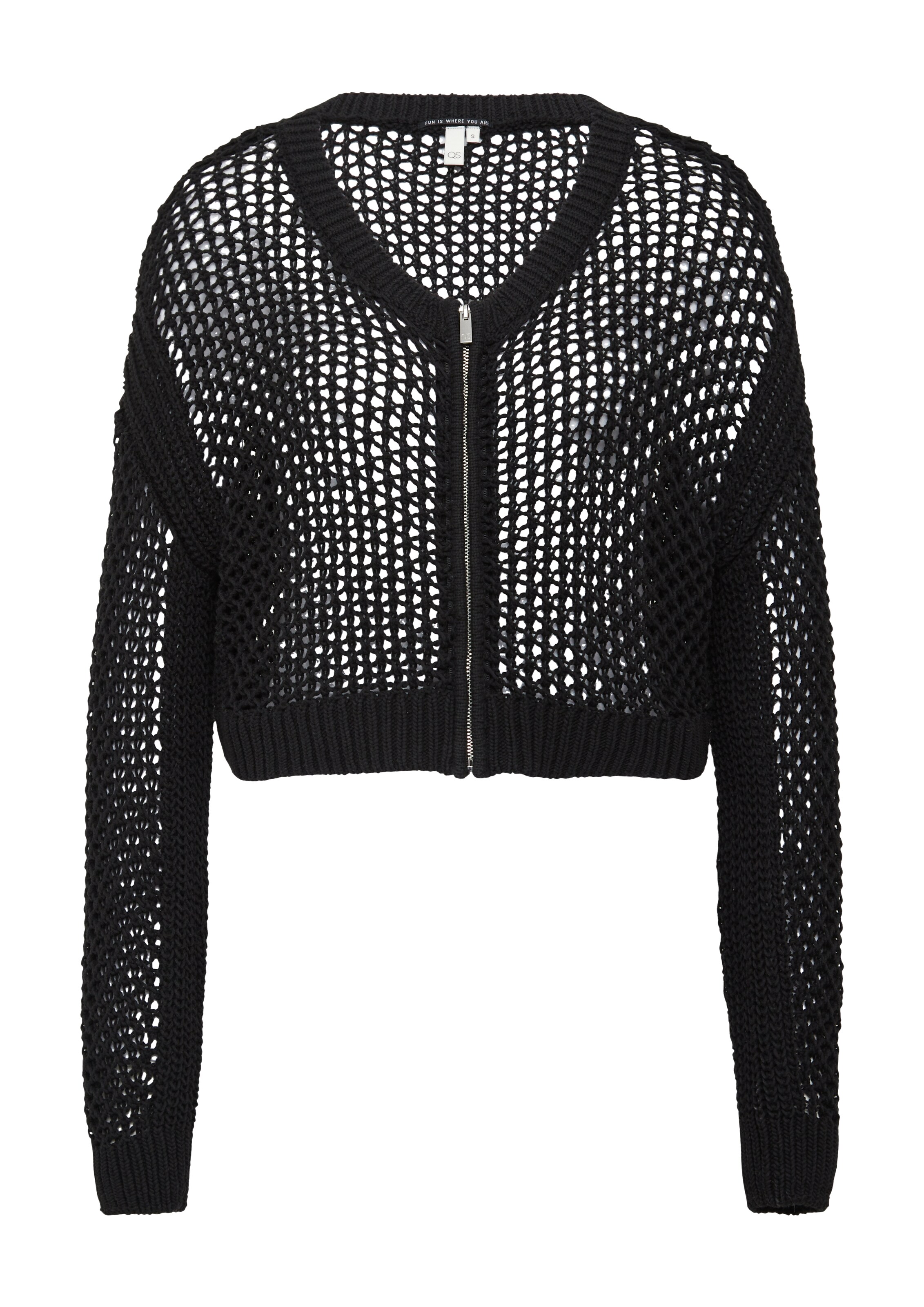 QS Strickjacke in Schwarz: Vorderseite