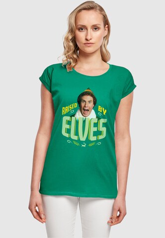 ABSOLUTE CULT Shirt 'Elf - Raised By Elves' in Groen: voorkant