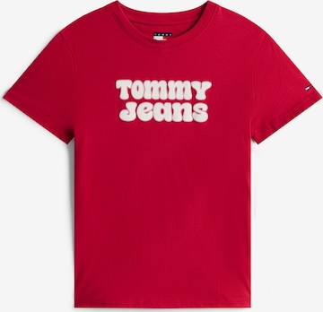 sarkans Tommy Jeans T-Krekls 'ESSENTIAL': no priekšpuses